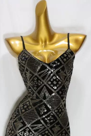 Sequin Suspenders mini Dress