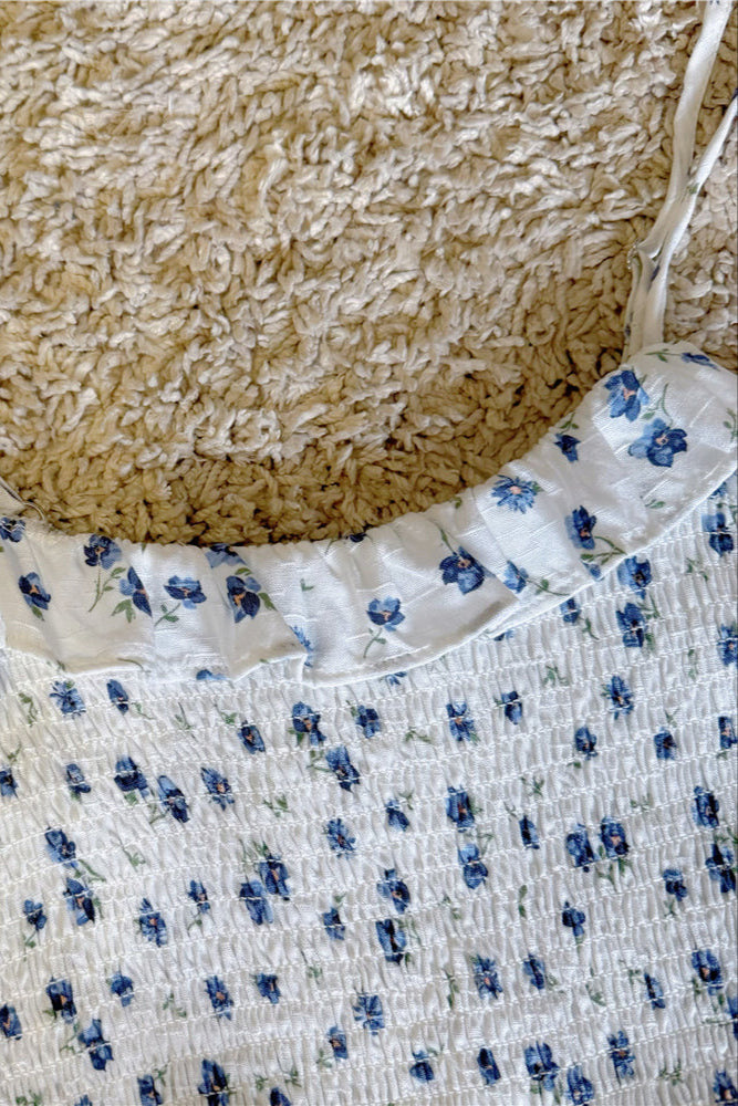 ruffled floral pleats elasticated stretch high-waisted cropped camisole top