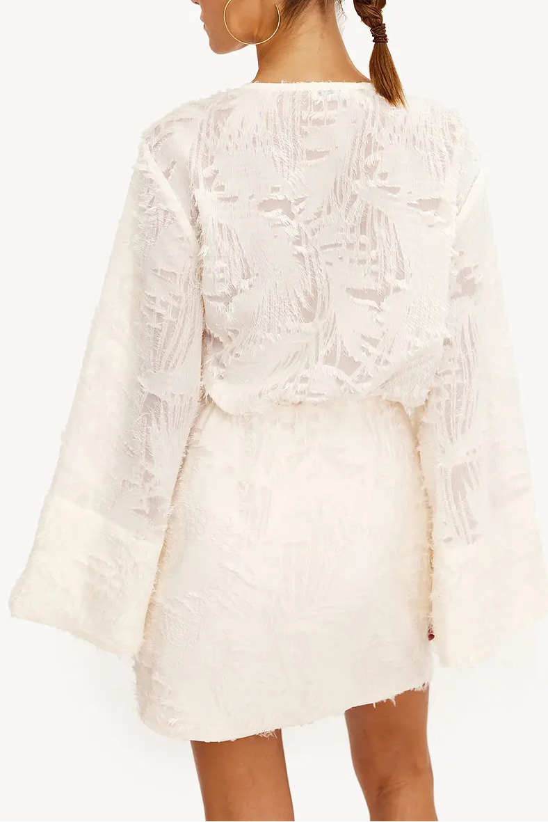 Cream apricot large flared sleeves mini dress