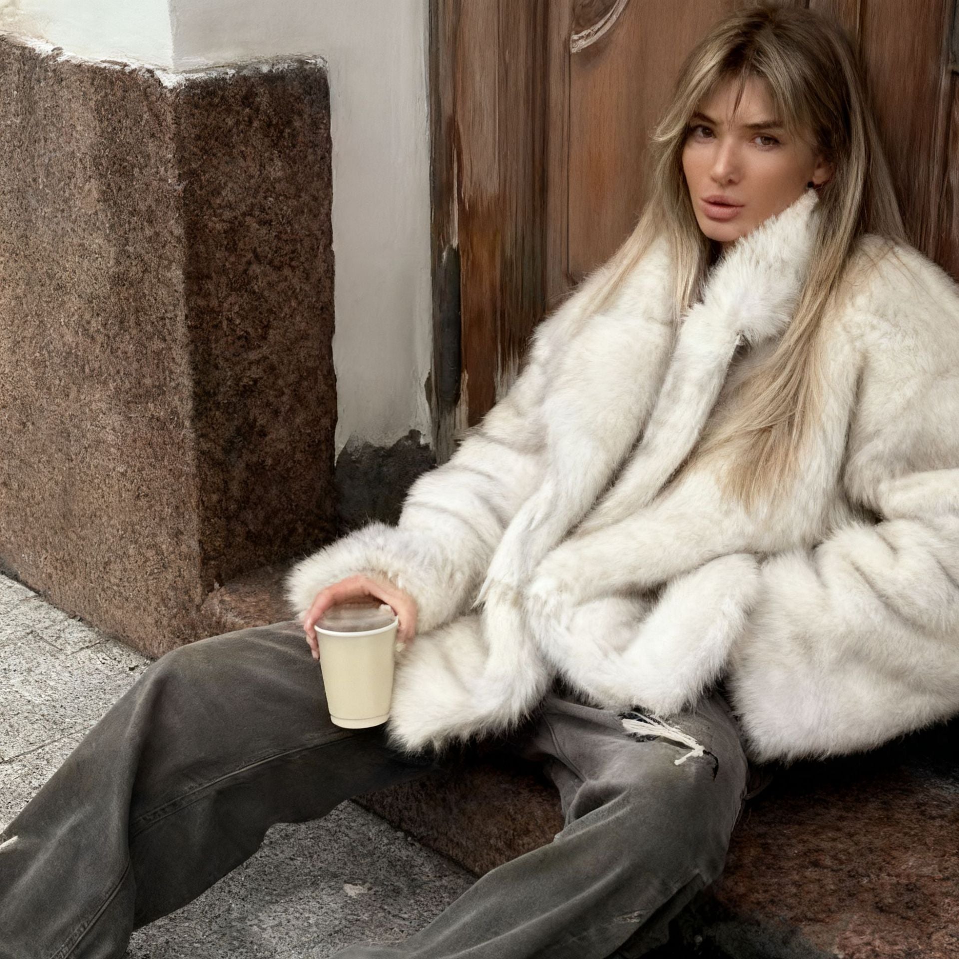 modesty gradient fur coat