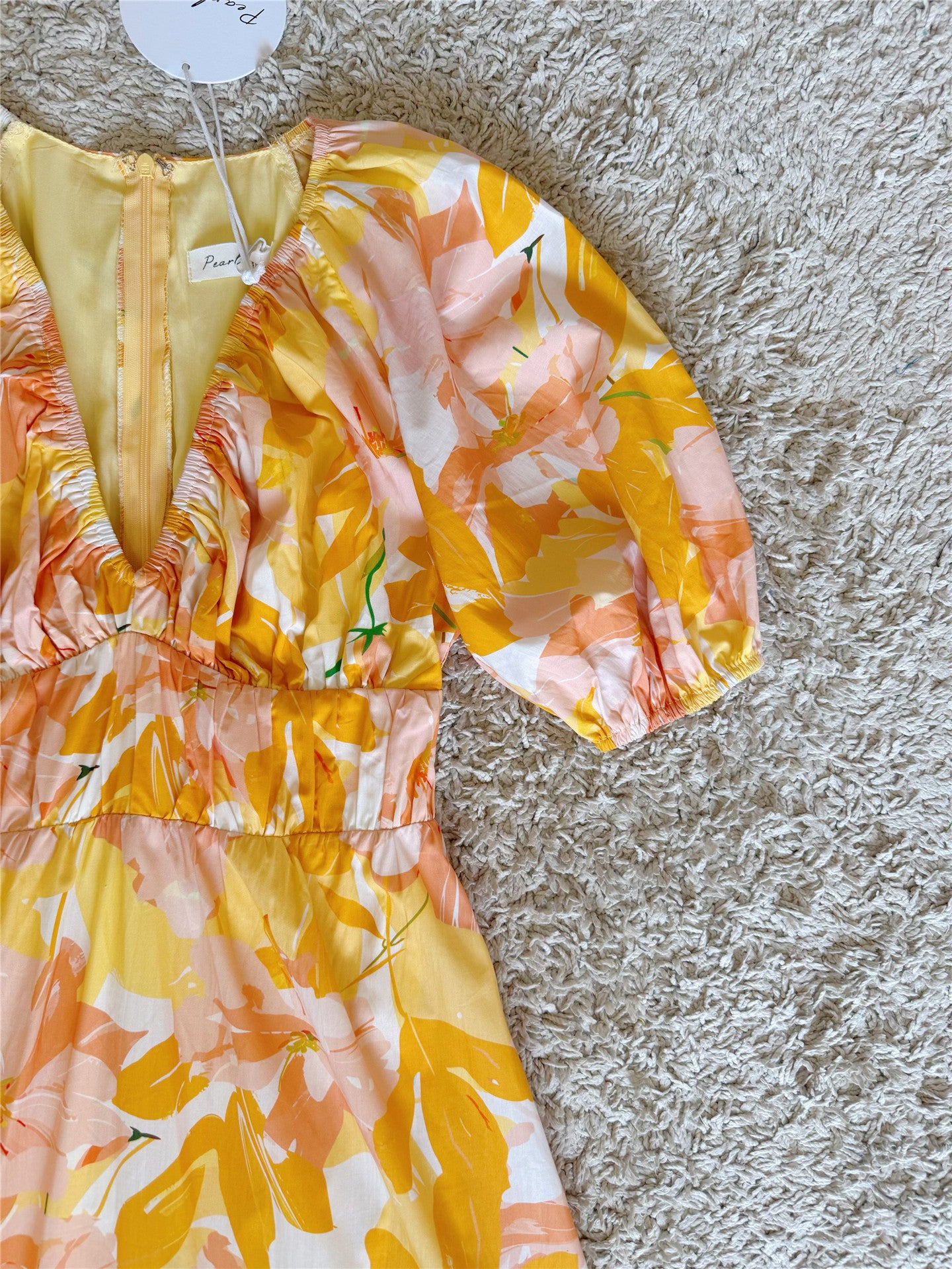 Puff Sleeve V-Neck Tiered Floral Maxi Dress