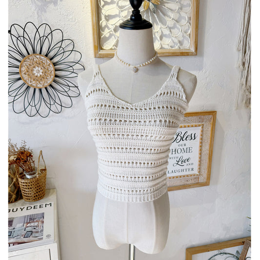 Buckle Woven Cropped Suspender Top
