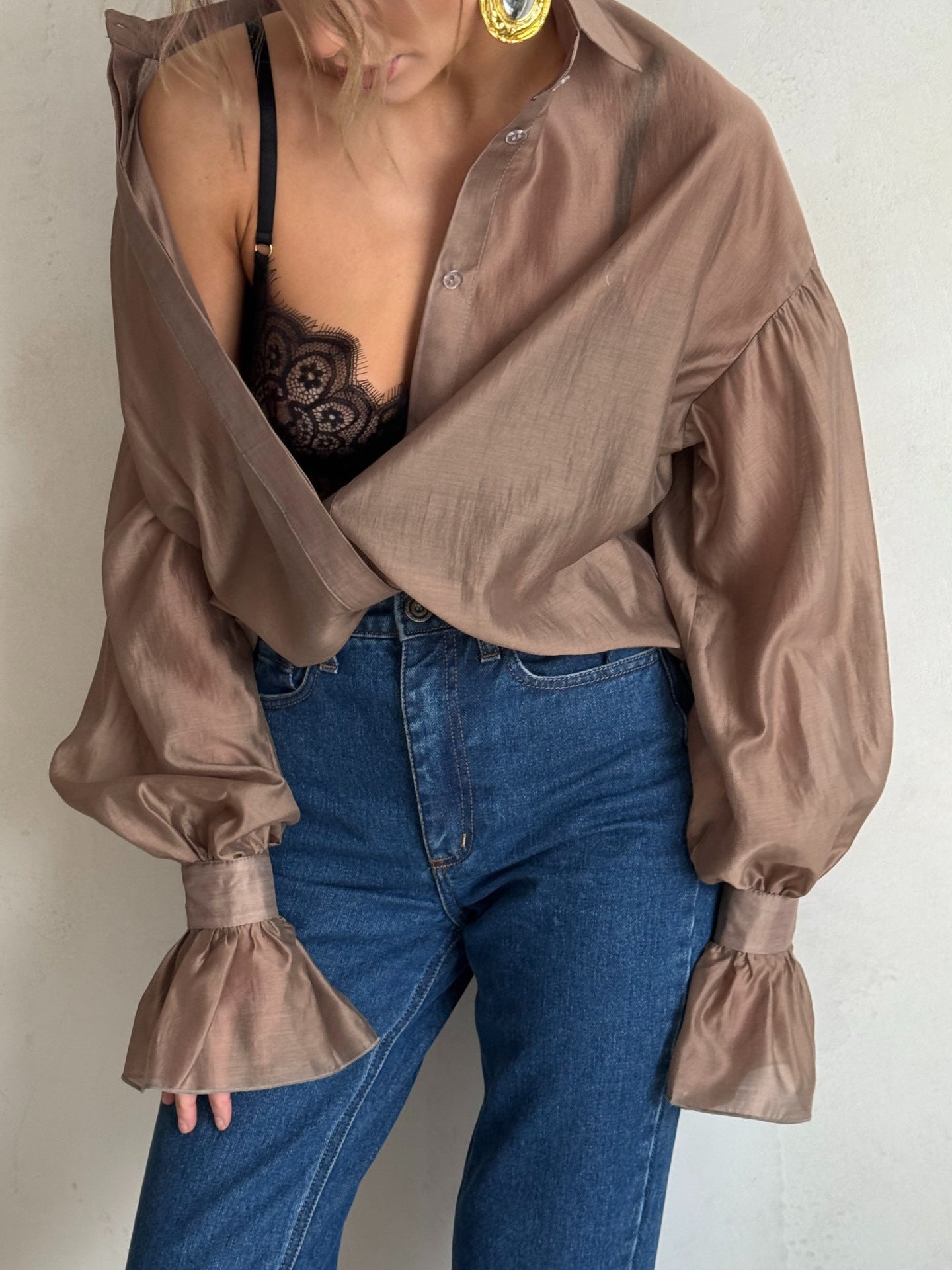 Tencel Thin Sheer Long-Sleeved Shirt