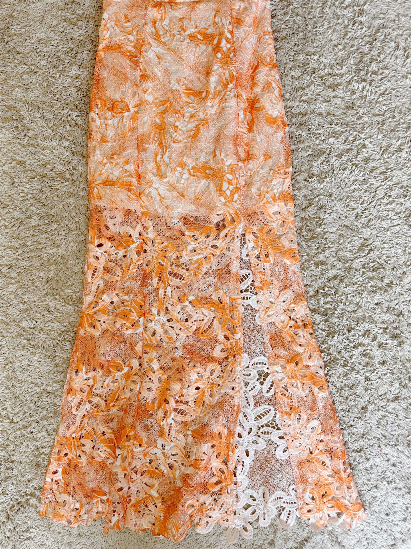 One Shoulder Floral Lace Midi Mermaid Dress