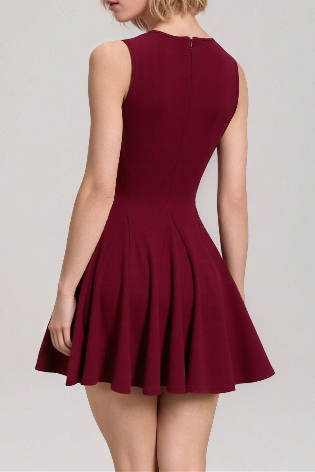 red Patchwork sleeveless fitted waist bow dress