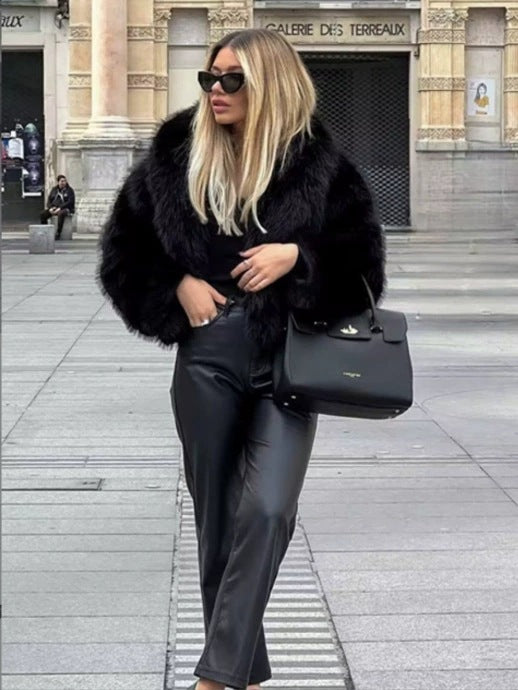 fox fur imitation fur cropped jacket