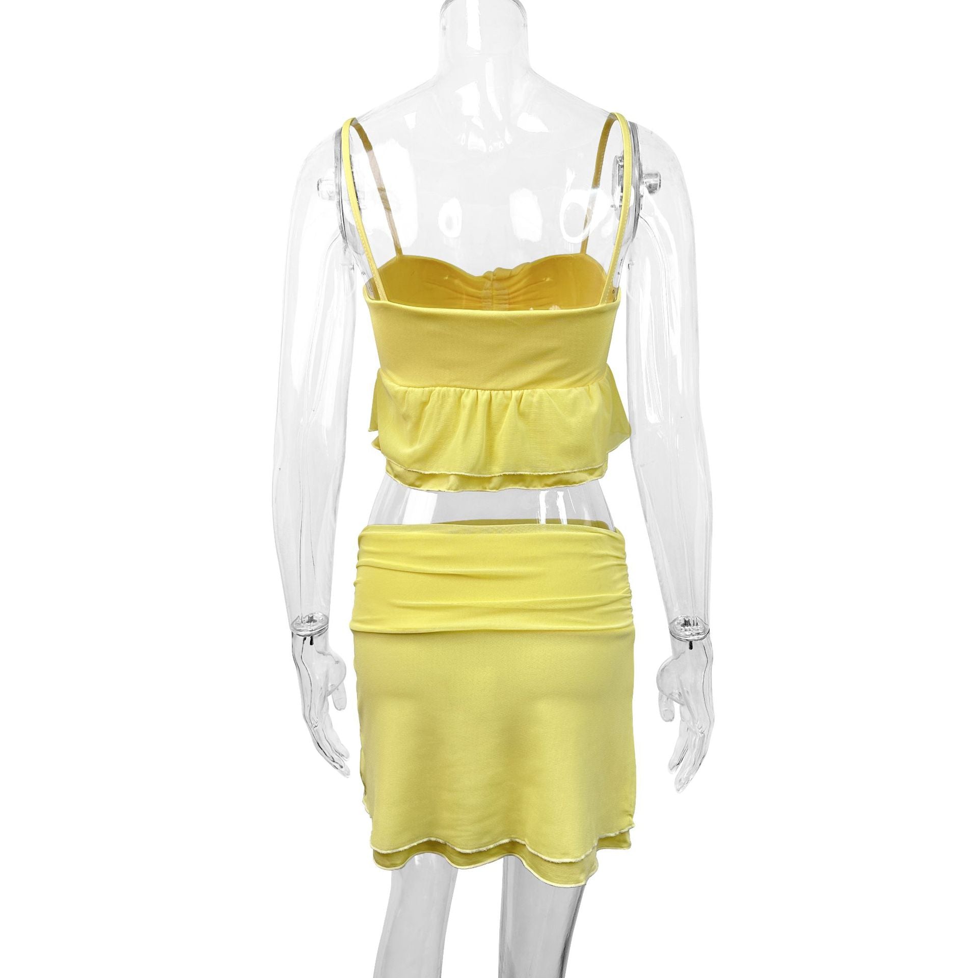 Two-piece set: camisole top and pleated pencil skirt