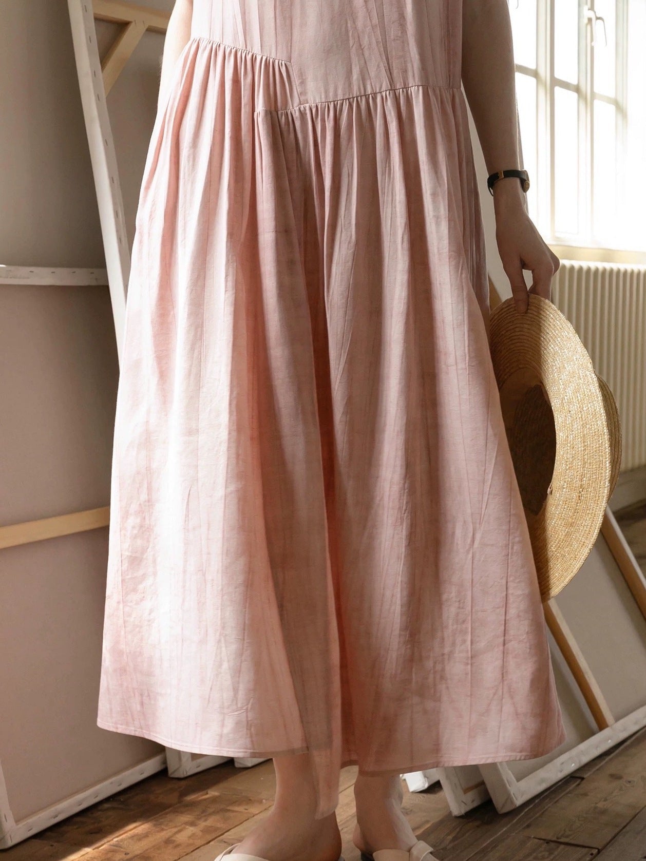 Tie-dye Lyocell blend midi dress - pink