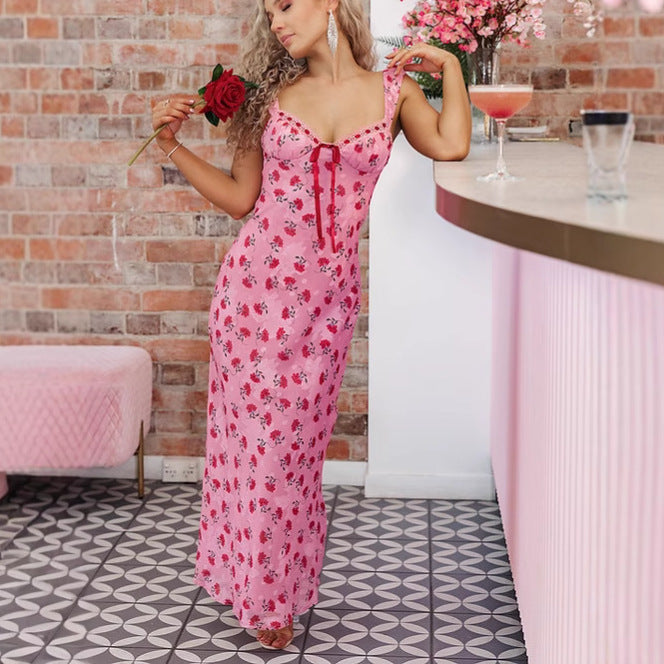 eudora Floral print maxi dress in pink