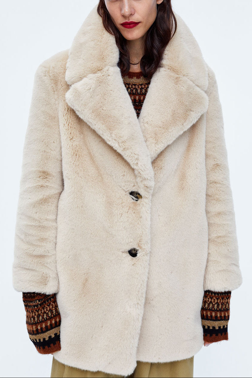 mid-length otter rabbit fur plush jacket