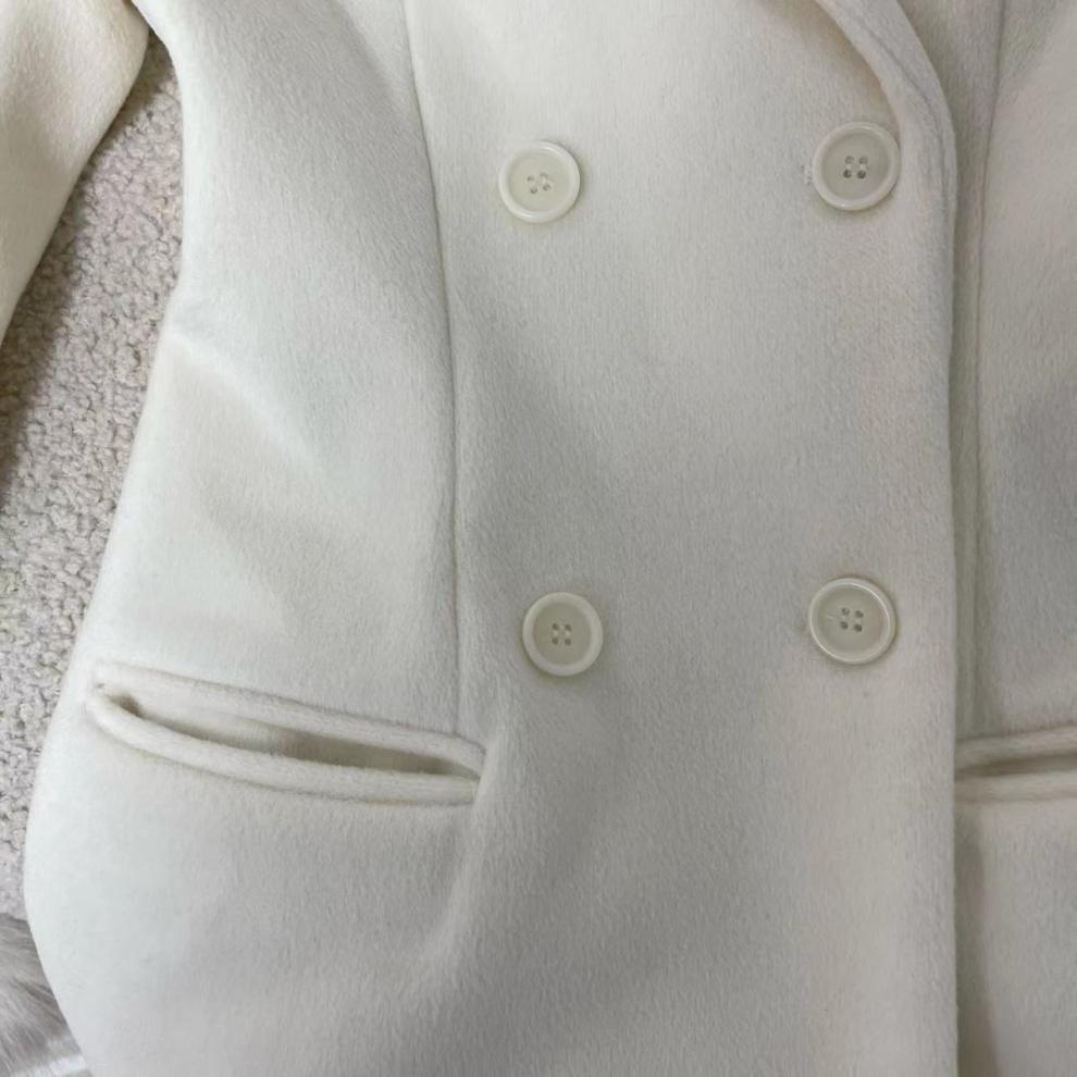 Ivory Slim faux fur mid-length woolen coat