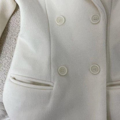 Ivory Slim faux fur mid-length woolen coat