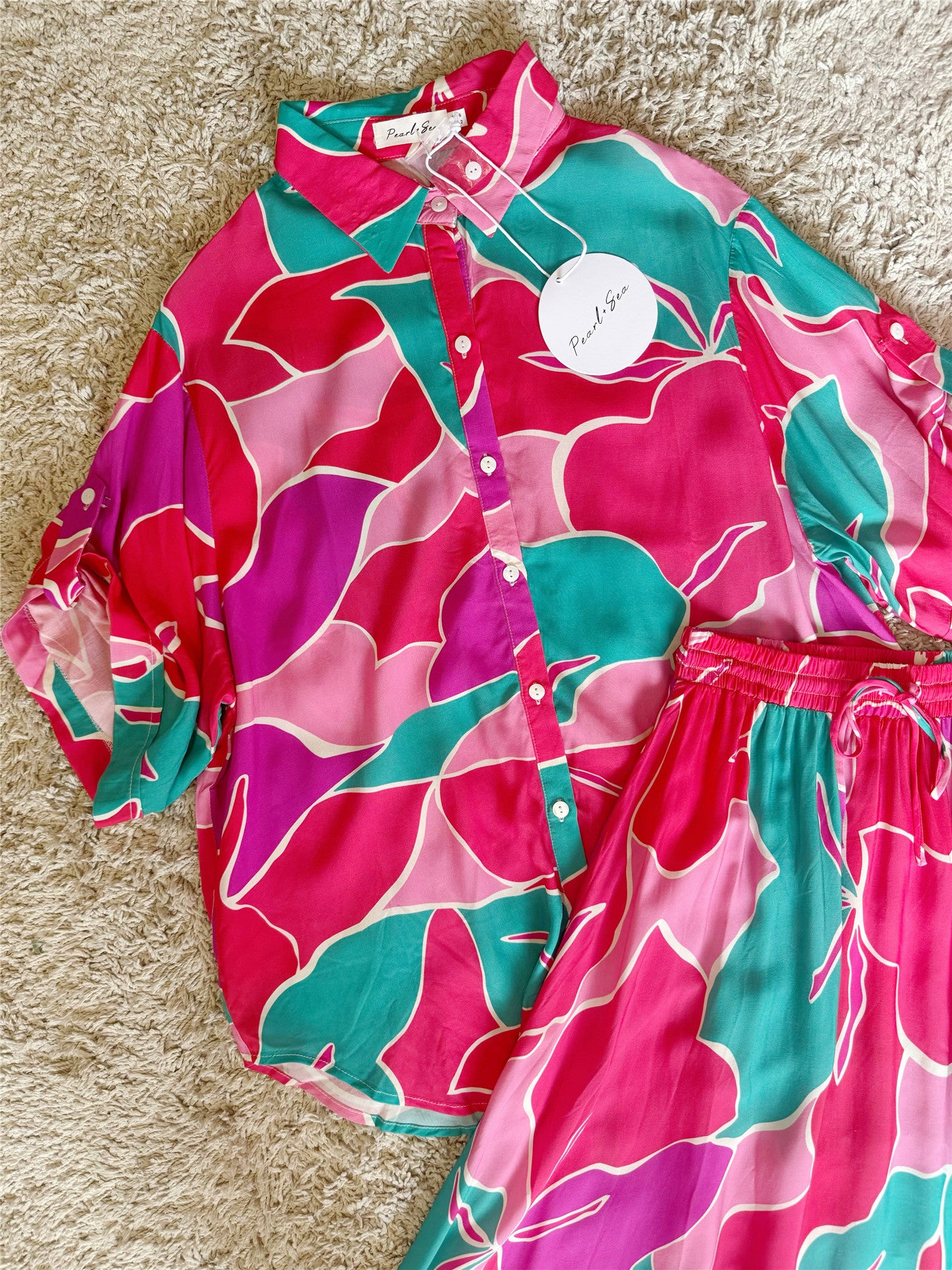 contrast color contrast collar shirt skirt two-piece set