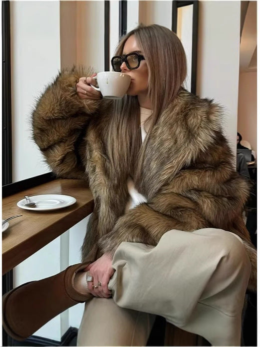 lapel imitation fur jackets