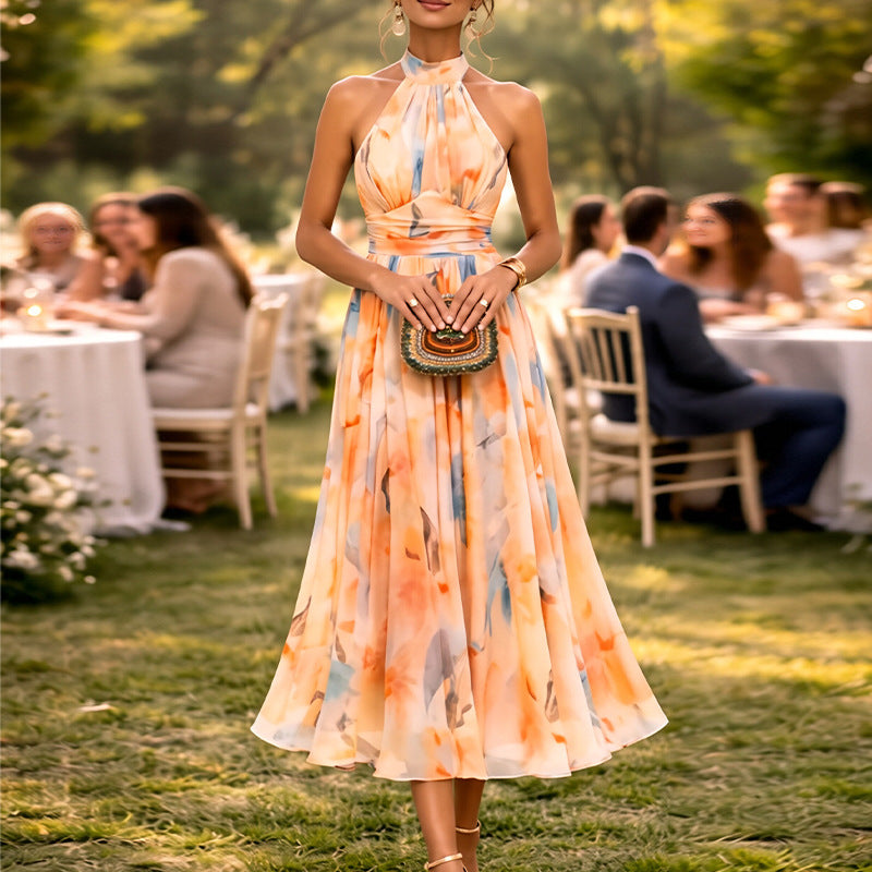 floral print Halterneck maxi Dress
