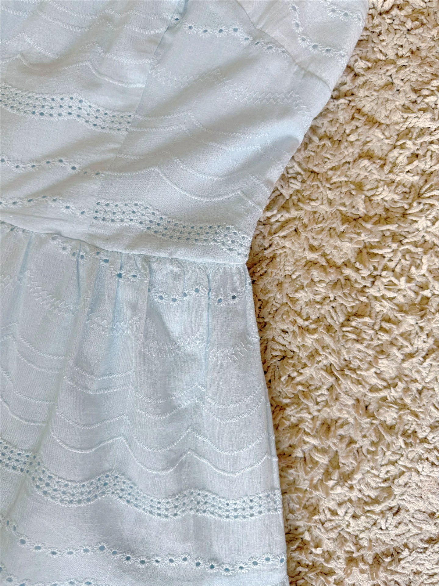 full embroidery crochet cut-out wavy lace bow lace-up dress