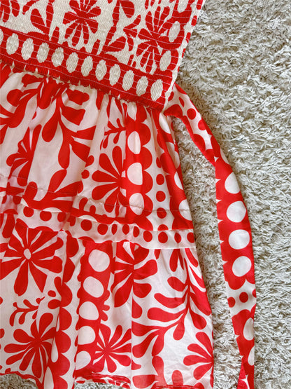 bow tie ruffled layered pleated dress