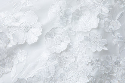 georgia 3d Floral Lace mini Dress in white