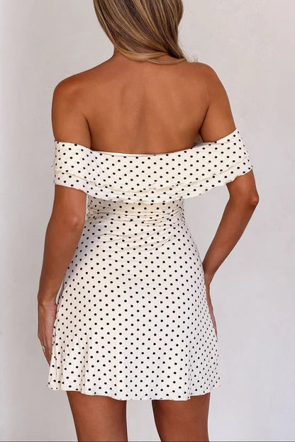 polka dot print bandeau mini dress