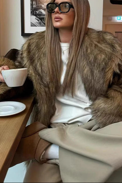 lapel imitation fur jackets