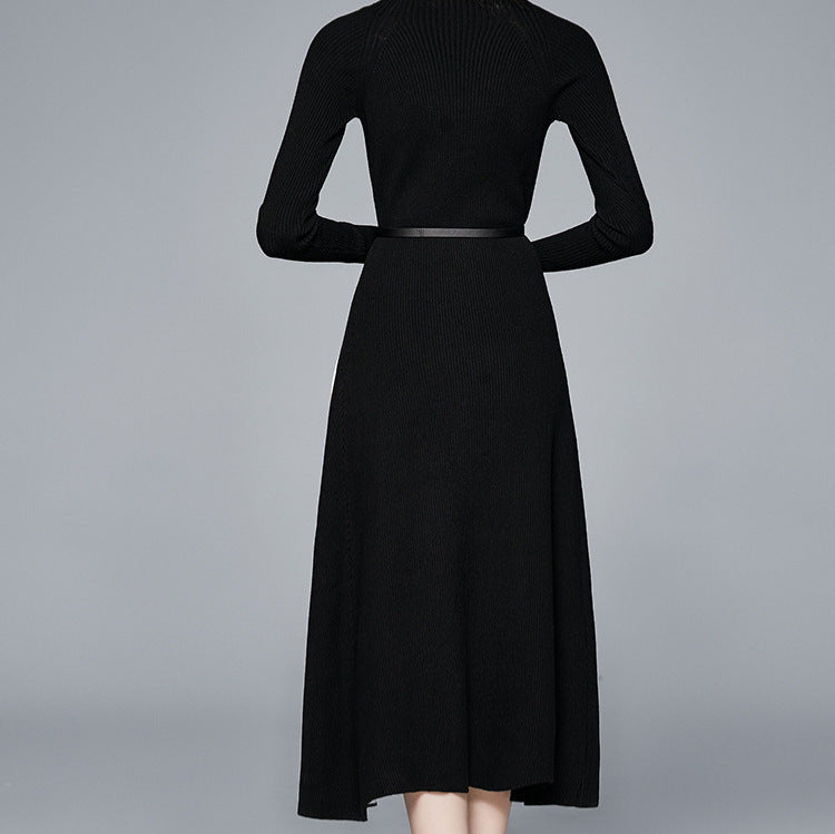 Knitted patchwork gradient pleated maxi dress