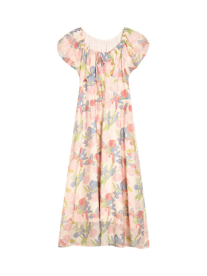 Tencel Oil Painting Floral midi Dress