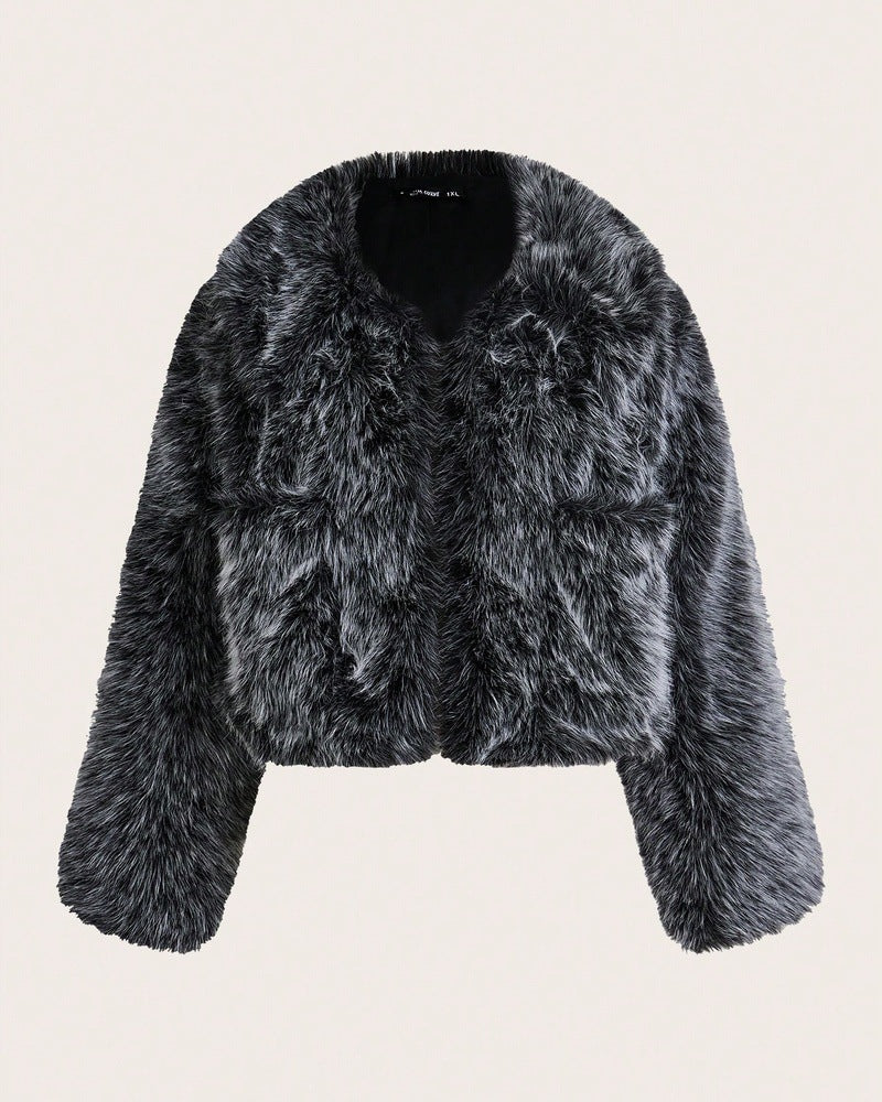 imitation fox fur long sleeve short jackets