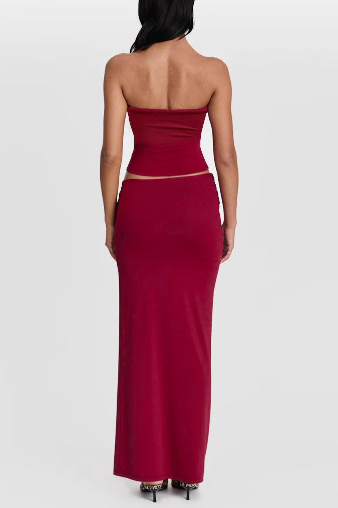 alison red Strapless two-piece set