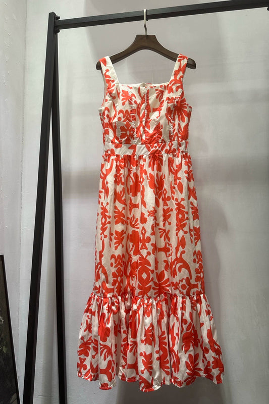 sleeveless suspenders midi dress