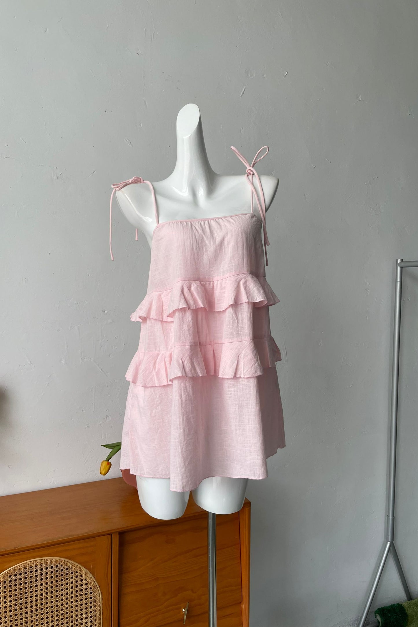 pink camisole mini dress