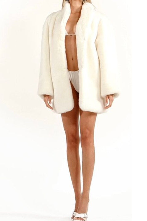 hot girl imitation fur mid-length coat