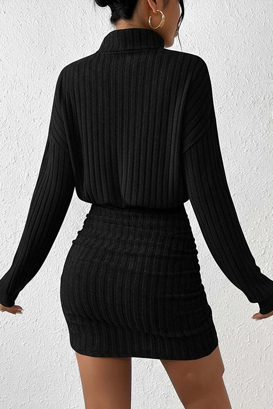 black long sleeve mini dress