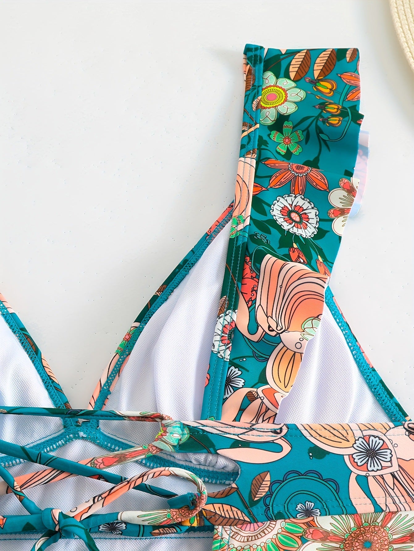 v-neck floral print Ruffle bikini