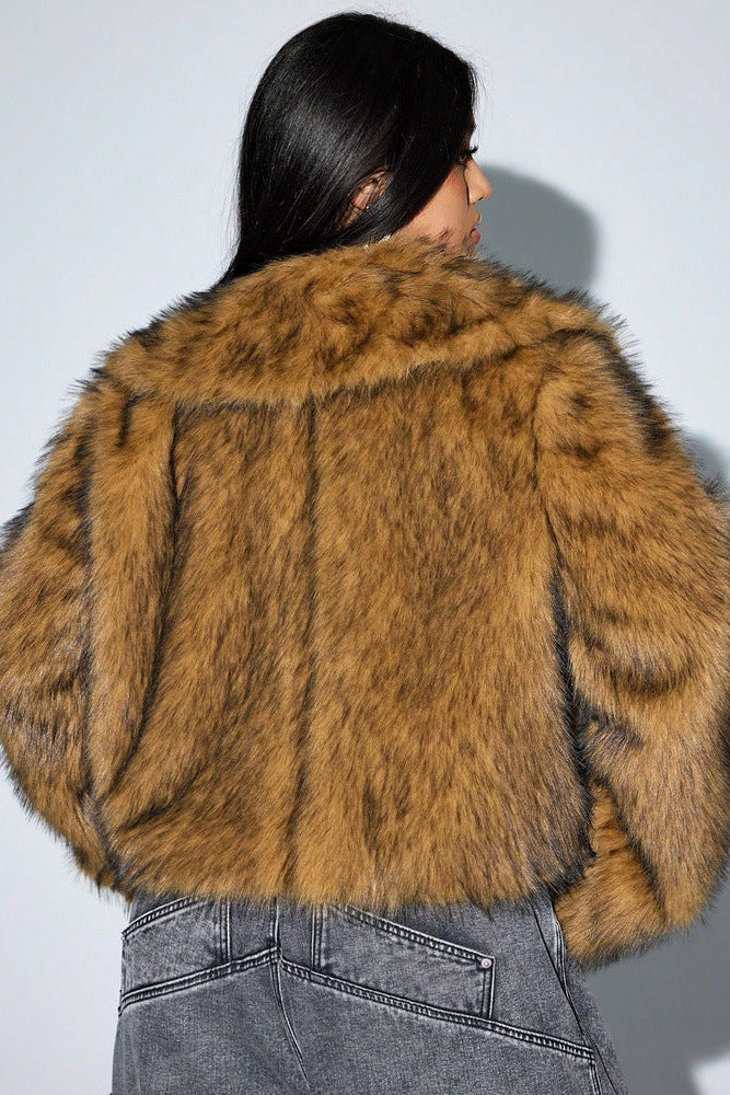 imitation fox fur long sleeve short jackets