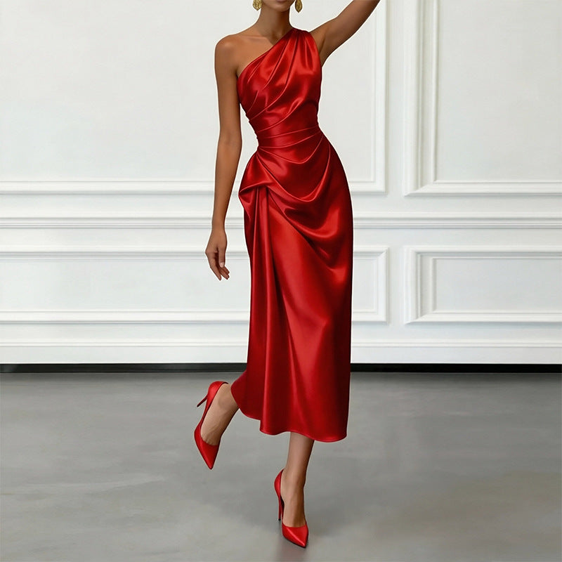 red Off-the-Shoulder Evening Dress