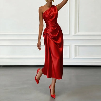 red Off-the-Shoulder Evening Dress