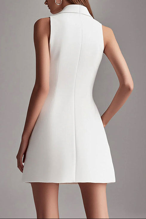 white sleeveless lapel slim new casual suit skirt