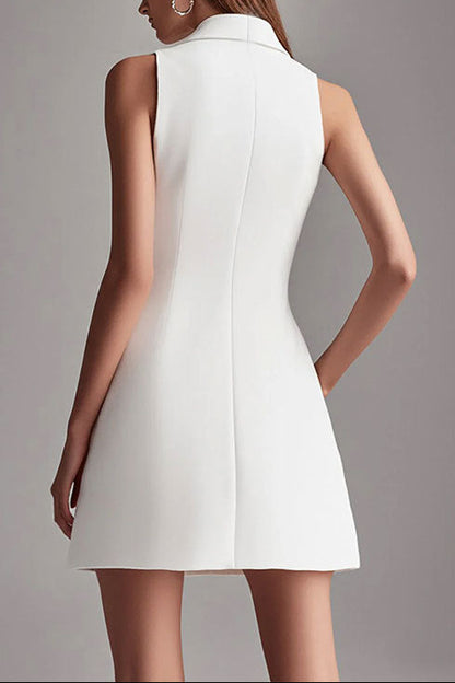 white sleeveless lapel slim new casual suit skirt