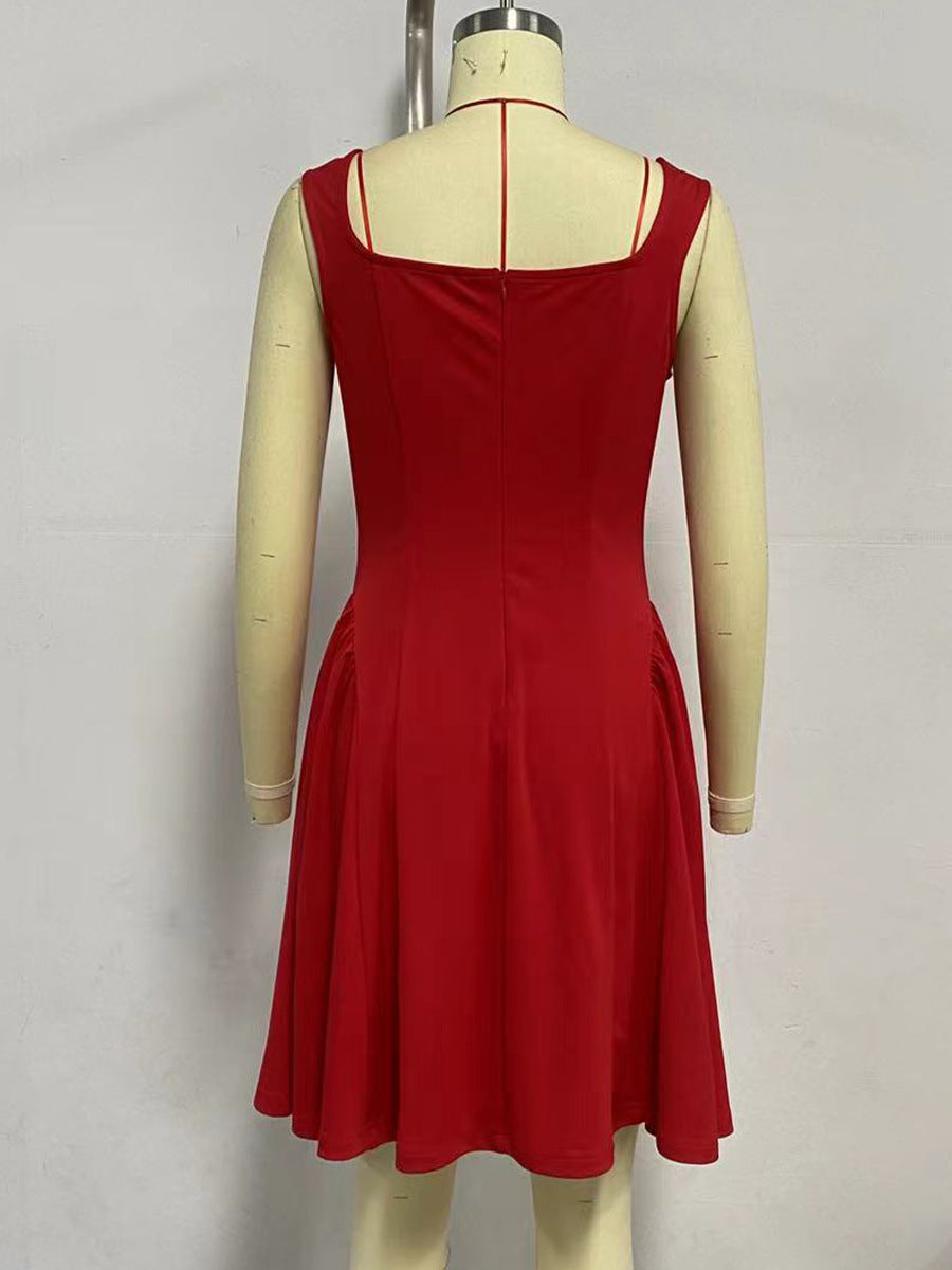 bernice red Mini slip dress
