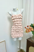 pink ruffled camisole mini dress
