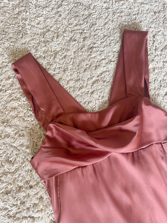 Resort gloss satin silky kink wide strap dress