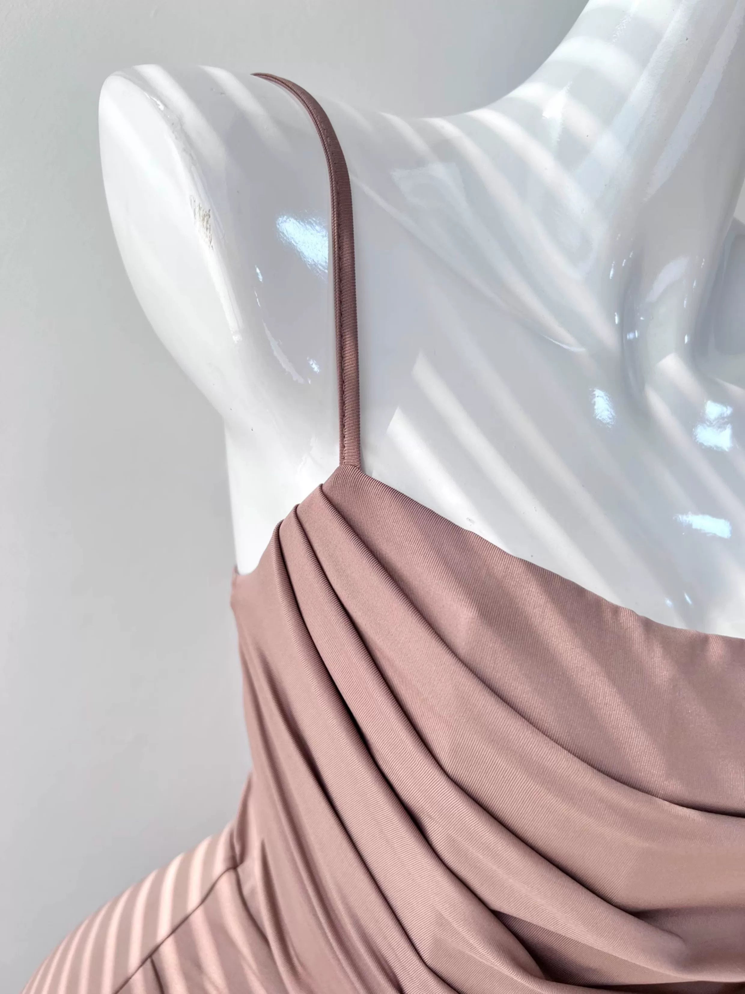 suspenders fishbone folds fishtail maxi dress