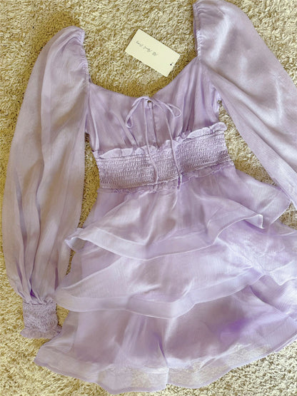 purple layered fairy puffy dress