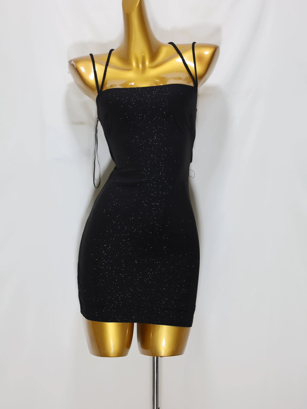 black suspenders mini dress