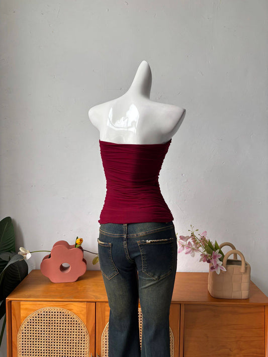 burgundy slim bandeau top