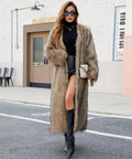 verna V-neck long imitation fur coat