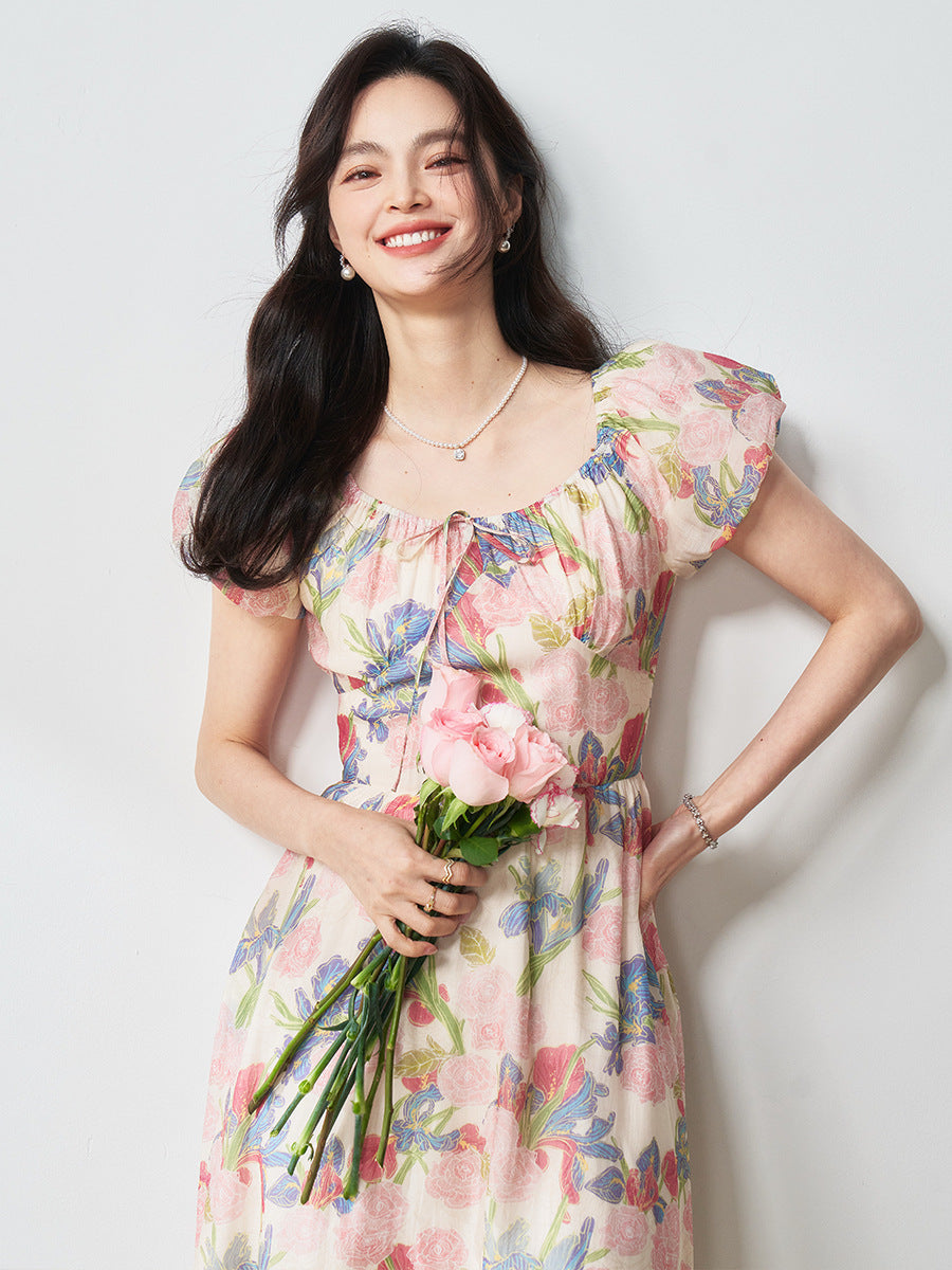 Tencel Oil Painting Floral midi Dress