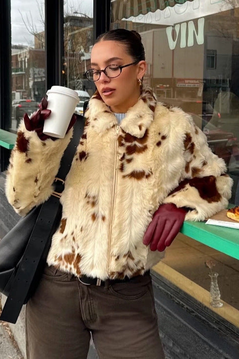 leopard print fur coat