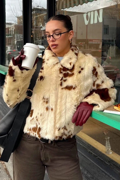 leopard print fur coat