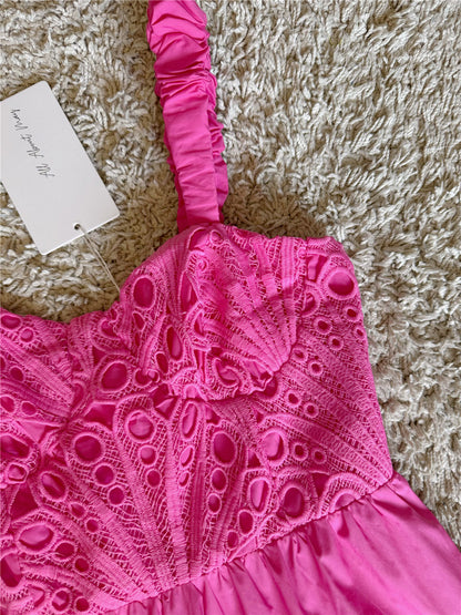 crocheted lace patchwork cotton dress
